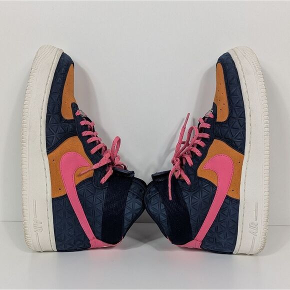 Nike Air Force 1 Hi PRM Suede Dynamic Pink High Top Sneakers in Blue 7 - Picture 7 of 9